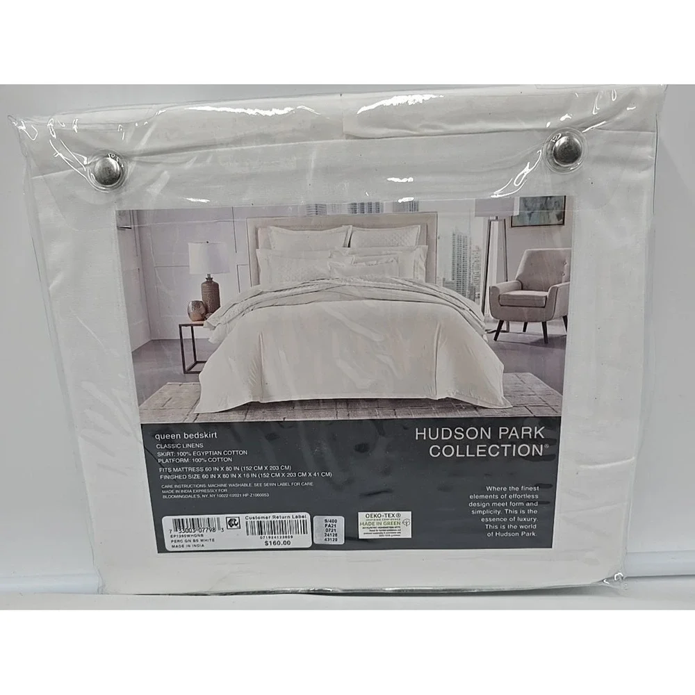 Hudson Park Classic Linens‎ Percale Queen Bedskirt White Egyptian Cotton